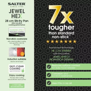 Salter BW11622SA3 Jewel Hex 28cm Stir-Fry Pan