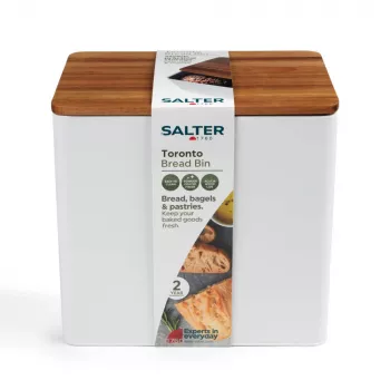 Salter BW128991W Toronto duonos dėžutė, balta/medinė