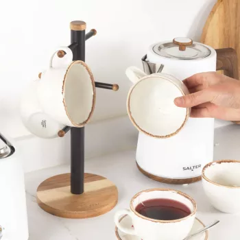 Salter BW1356611EU7 Toronto Mug Tree, Wood/Black