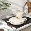 Salter BW13772C Chester 2.8L Shallow Cast Iron Casserole Pot 30 cm, Cream