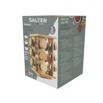 Salter BW14238 Bamboo Rotating Spice Rack su 16 stiklinių indelių