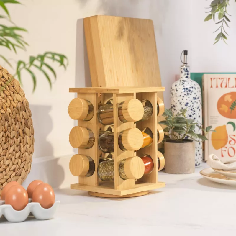 Salter BW14238 Bamboo Rotating Spice Rack su 16 stiklinių indelių
