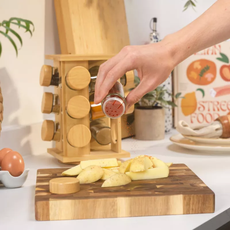 Salter BW14238 Bamboo Rotating Spice Rack su 16 stiklinių indelių