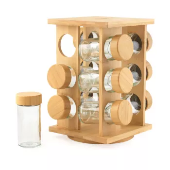 Salter BW14238 Bamboo Rotating Spice Rack su 16 stiklinių indelių