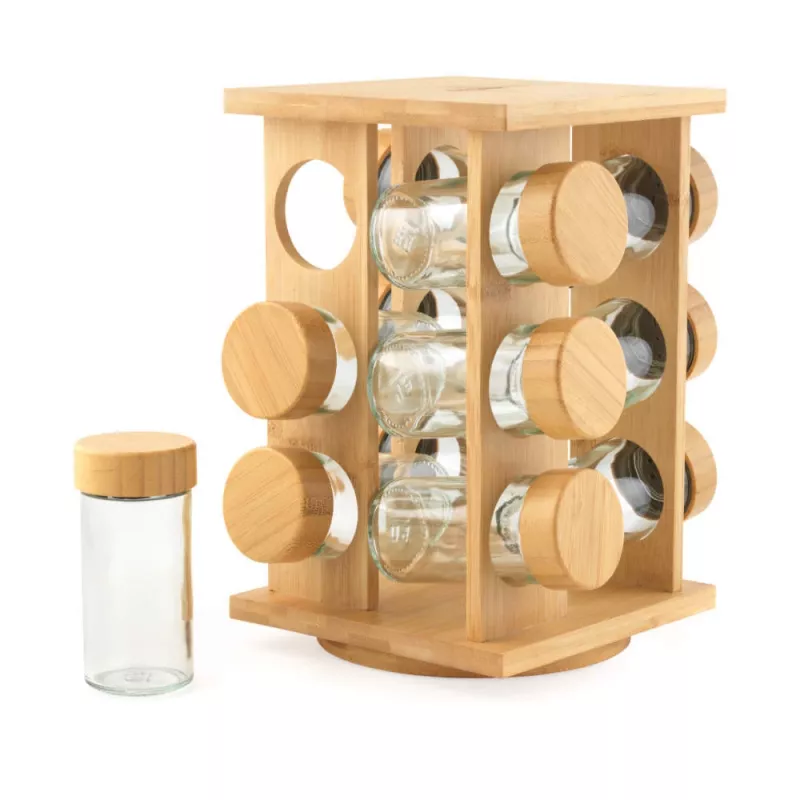 Salter BW14238 Bamboo Rotating Spice Rack su 16 stiklinių indelių
