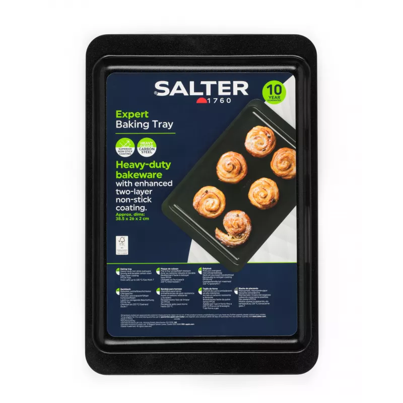Salter BW14526 Expert kepimo padėklas - anglinio plieno nelipni stačiakampė kepimo skarda, atspari 220°C orkaitei, anglies spalvos