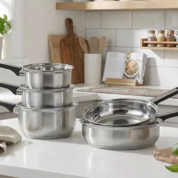 Salter BW14629 Expert 5 dalių keptuvių rinkinys - Kaltinis aliuminis, nelipni danga, tinka indukcinėms kaitlentėms, juoda