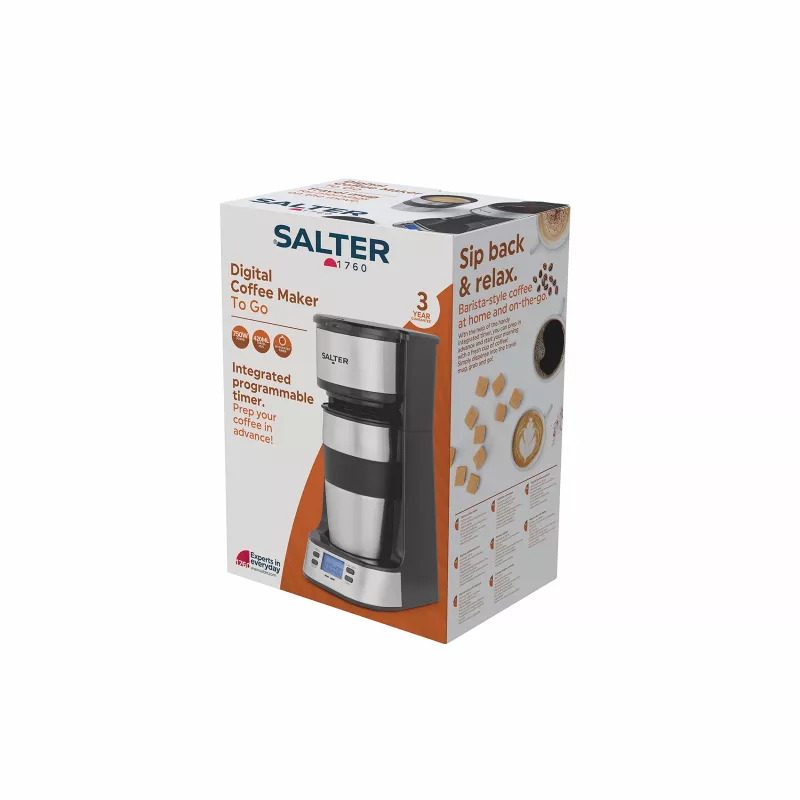 Salter EK2732FVDE Skaitmeninis kavos virimo aparatas - 1,5 l, 12 puodelių, juodas ir sidabrinis