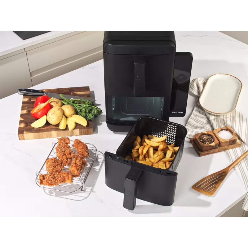 Salter EK6642VDE VertiCook Ultra Vertical Health Grill & Air Fryer, 1500 W, Black & Silver