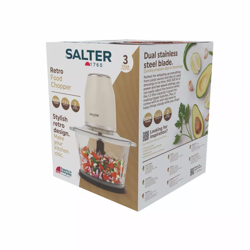 Salter EK6686CRMVDE Retro Food Chopper 200W 0.5L Cream