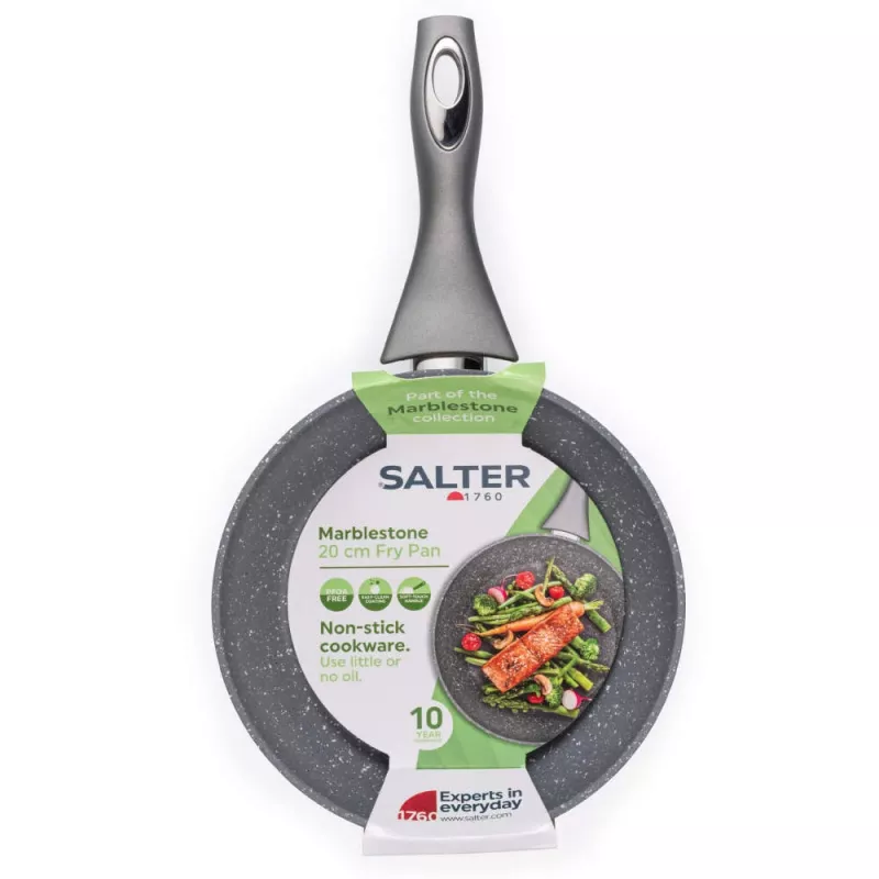 Salter Marblestone 20 cm keptuvė, pilka - kaltinio aliuminio nelipni keptuvė