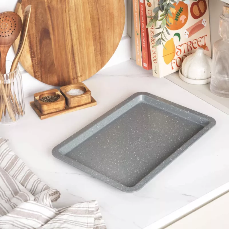 Salter Marblestone 37cm kepimo skarda - nelipanti anglinio plieno, pilkas marmuro efekto