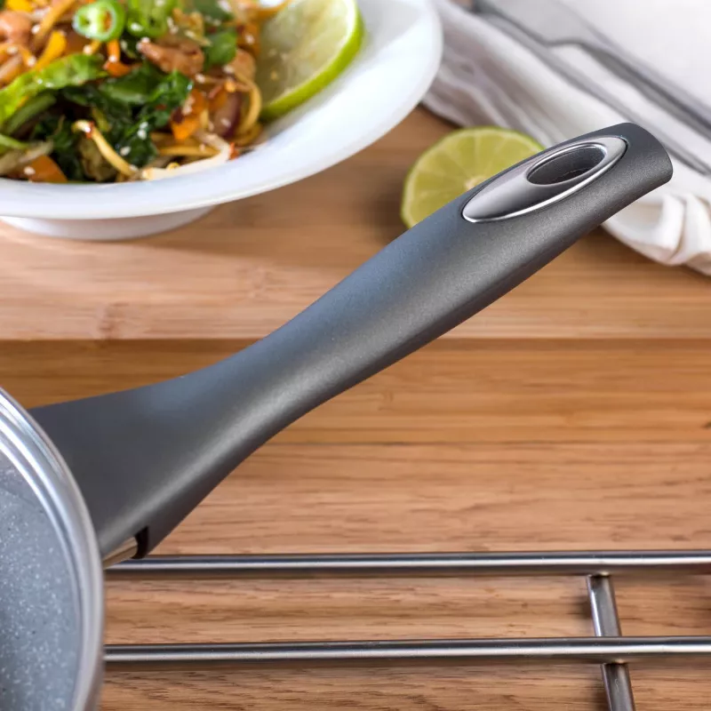 Salter Marblestone Wok 28cm Grey - Forged Aluminium Non-Stick Induction Compatible