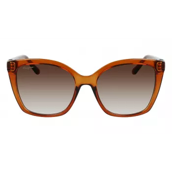 Salvatore Ferragamo SF1026S-261 Moteriški katinuko formos akiniai nuo saulės Havana rudi gradientiniai 54mm