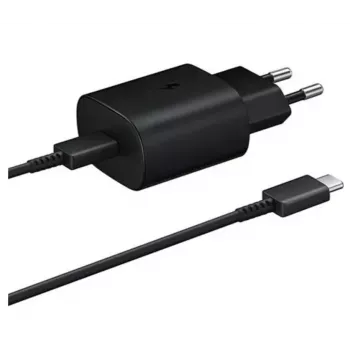Samsung 25W USB-C Super Fast Charging kelioninis adapteris su USB-C į USB-C kabeliu - juoda
