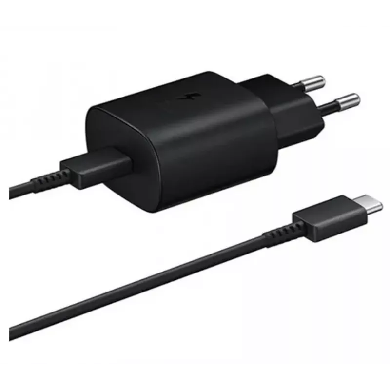 Samsung 25W USB-C Super Fast Charging kelioninis adapteris su USB-C į USB-C kabeliu - juoda