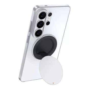 Samsung by Hochuen 360° magnetinis stovas stalviršiui išmaniesiems telefonams ir planšetiniams kompiuteriams – sidabrinis, universalus, sulankstomas, aliumininis su N52 magnetais