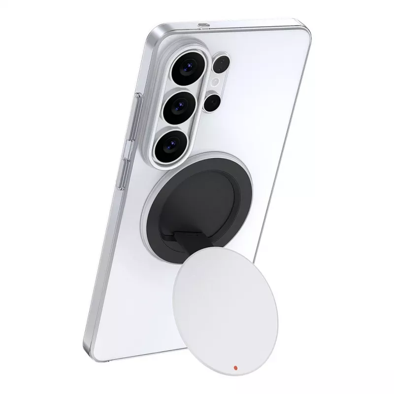 Samsung by Hochuen 360° magnetinis stovas stalviršiui išmaniesiems telefonams ir planšetiniams kompiuteriams – sidabrinis, universalus, sulankstomas, aliumininis su N52 magnetais