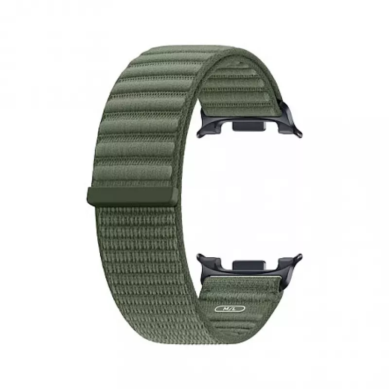 Samsung Fabric Band (M/L), skirtas Galaxy Watch9 ir Watch8 – Alyvuogių spalvos austo nailono laikrodžio dirželis