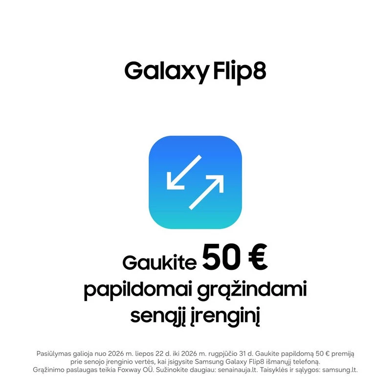 Samsung Galaxy Z Flip8 5G 256GB Cream - Sulankstomas išmanusis telefonas, 6.9 colio Dynamic AMOLED 2X, 12GB RAM, Dual SIM