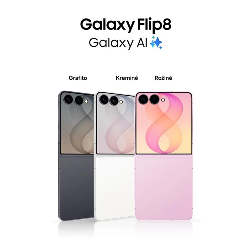 Samsung Galaxy Z Flip8 5G 256GB Cream - Sulankstomas išmanusis telefonas, 6.9 colio Dynamic AMOLED 2X, 12GB RAM, Dual SIM