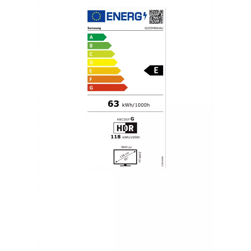 Samsung GU55M80HAUXZG 55 colių 4K Ultra HD QLED Smart TV (2024) - 3840 x 2160, 100Hz, Tizen OS, Direct Full Array, Quantum HDR 1500