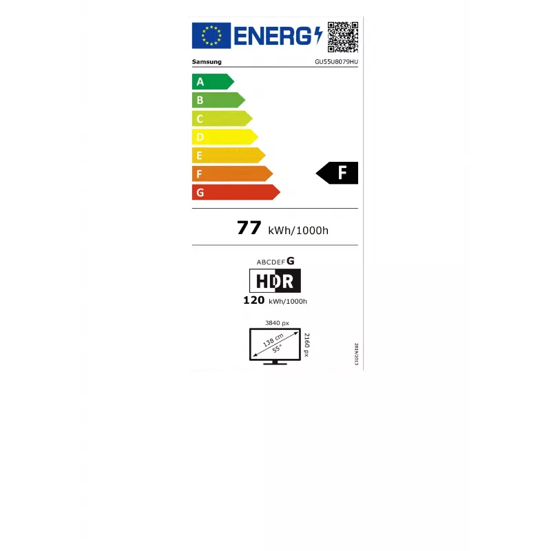 Samsung GU55U8079HUXZG 55 colių 4K Ultra HD išmanusis LED televizorius su Tizen OS, HDR, 3x HDMI, Wi-Fi, Bluetooth, VESA 200x200 mm