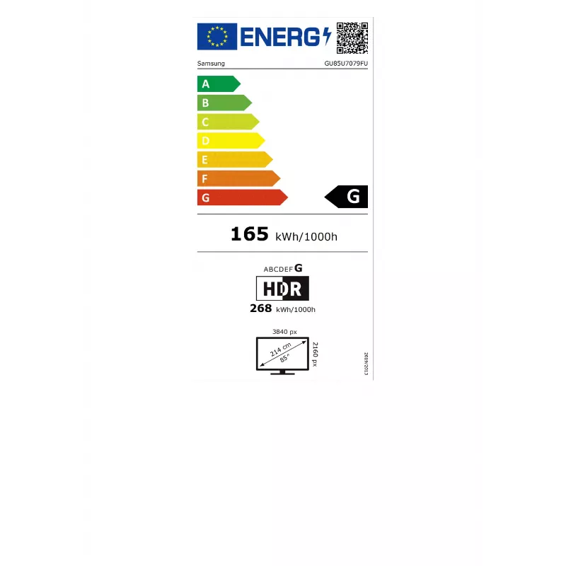 Samsung GU85U7079FUXZG 214 cm (85 inch) 4K UHD Smart TV, 50 Hz, HDR10+, juoda