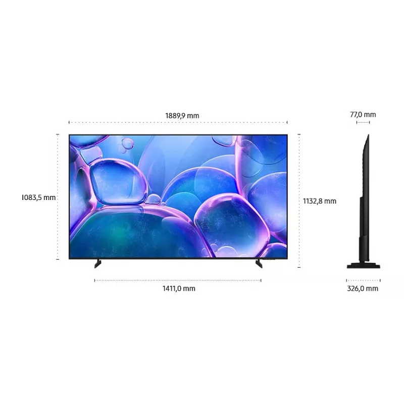 Samsung GU85U7079FUXZG 214 cm (85 inch) 4K UHD Smart TV, 50 Hz, HDR10+, juoda