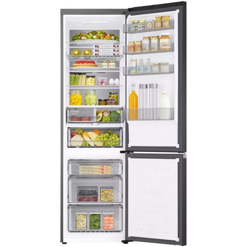 Samsung RB38C705CB1/EF 390L Total No Frost šaldytuvas su šaldikliu, SpaceMax™ technologija, skaitmeninis inverterinis kompresorius, energijos klasė C, Glam Black