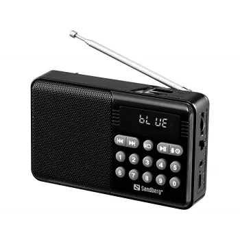 SANDBERG Speaker Radio FM+BT Recharge nešiojamas Bluetooth garsiakalbis su FM radiju, AUX, USB, MicroSD, 6W, juodas