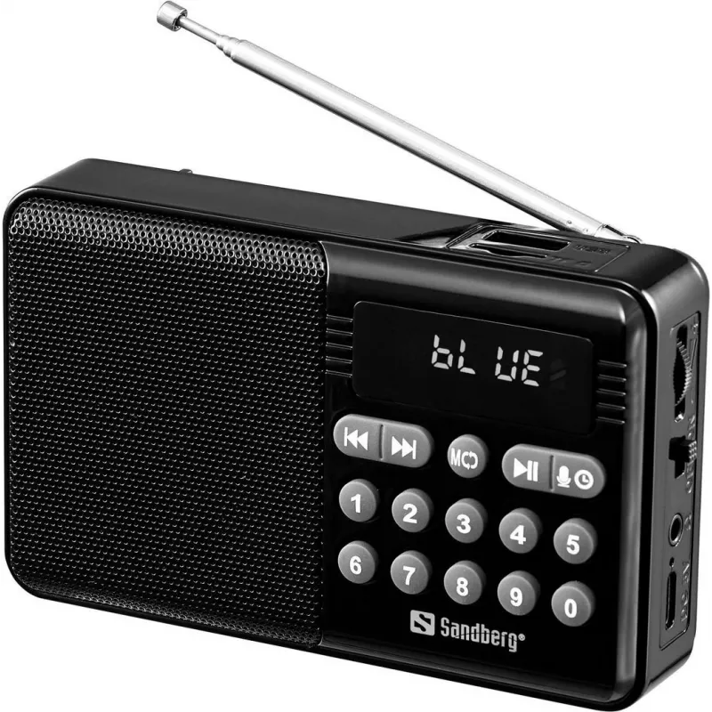 SANDBERG Speaker Radio FM+BT Recharge nešiojamas Bluetooth garsiakalbis su FM radiju, AUX, USB, MicroSD, 6W, juodas