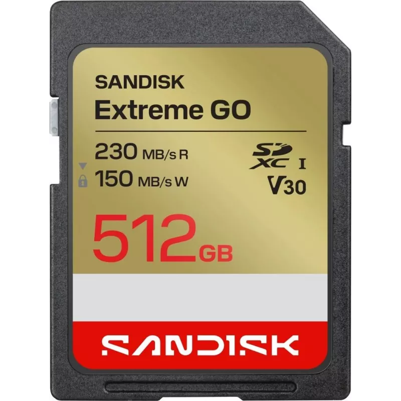 SanDisk Extreme GO SDXC atminties kortelė 512 GB UHS-I 230 MB/s skaitymas V30 U3