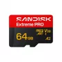 SanDisk Extreme PRO microSDXC 64GB UHS-I U3 V30 iki 200 MB/s skaitymo