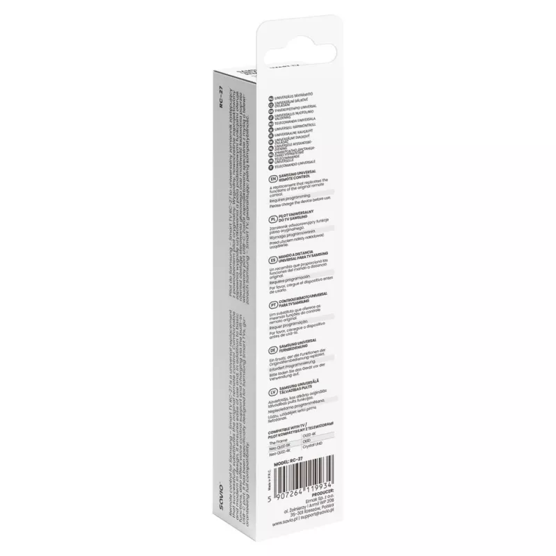 SAVIO RC-27 universalus nuotolinio valdymo pultas, skirtas Samsung Smart TV – juodas