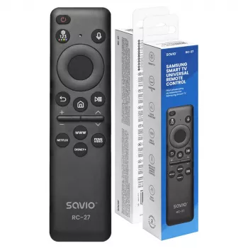 SAVIO RC-27 universalus nuotolinio valdymo pultas, skirtas Samsung Smart TV – juodas