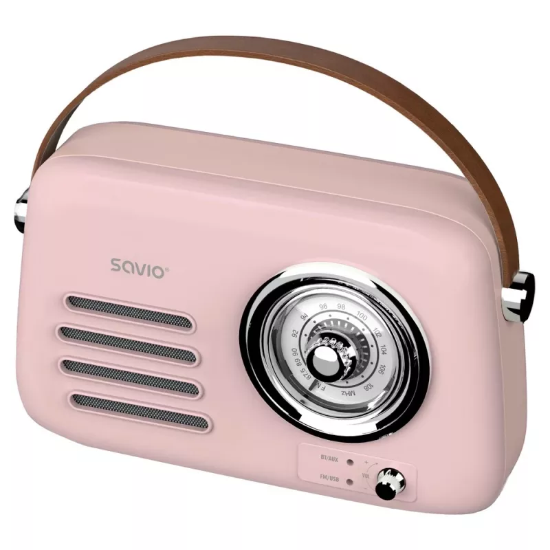 SAVIO RS-03 Nešiojamasis radijas FM/AM su MP3 USB/SD atkūrimu, Rožinis