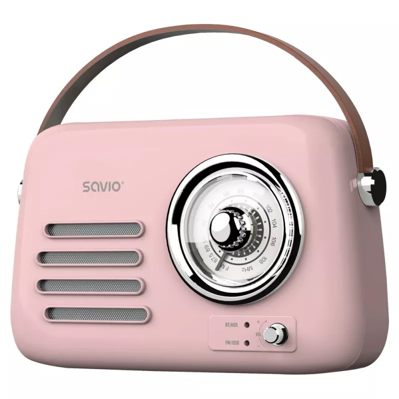 SAVIO RS-03 Nešiojamasis radijas FM/AM su MP3 USB/SD atkūrimu, Rožinis