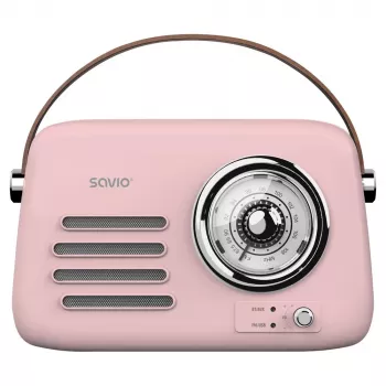 SAVIO RS-03 Nešiojamasis radijas FM/AM su MP3 USB/SD atkūrimu, Rožinis