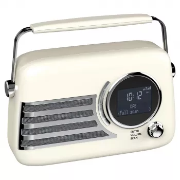 SAVIO RS-04 nešiojamas DAB+ FM radijas su įkraunama baterija, LCD ekranu, dvigubu žadintuvu, juodas