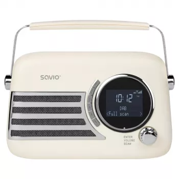 SAVIO RS-04 nešiojamas DAB+ FM radijas su įkraunama baterija, LCD ekranu, dvigubu žadintuvu, juodas