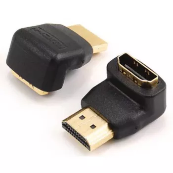 SBOX AD.HDMI-F/M-90/R 90 laipsnių HDMI adapteris (vyriškas į moterišką), 4K 60Hz, auksu padengtas, juodas