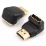 SBOX AD.HDMI-F/M-90/R 90 laipsnių HDMI adapteris (vyriškas į moterišką), 4K 60Hz, auksu padengtas, juodas