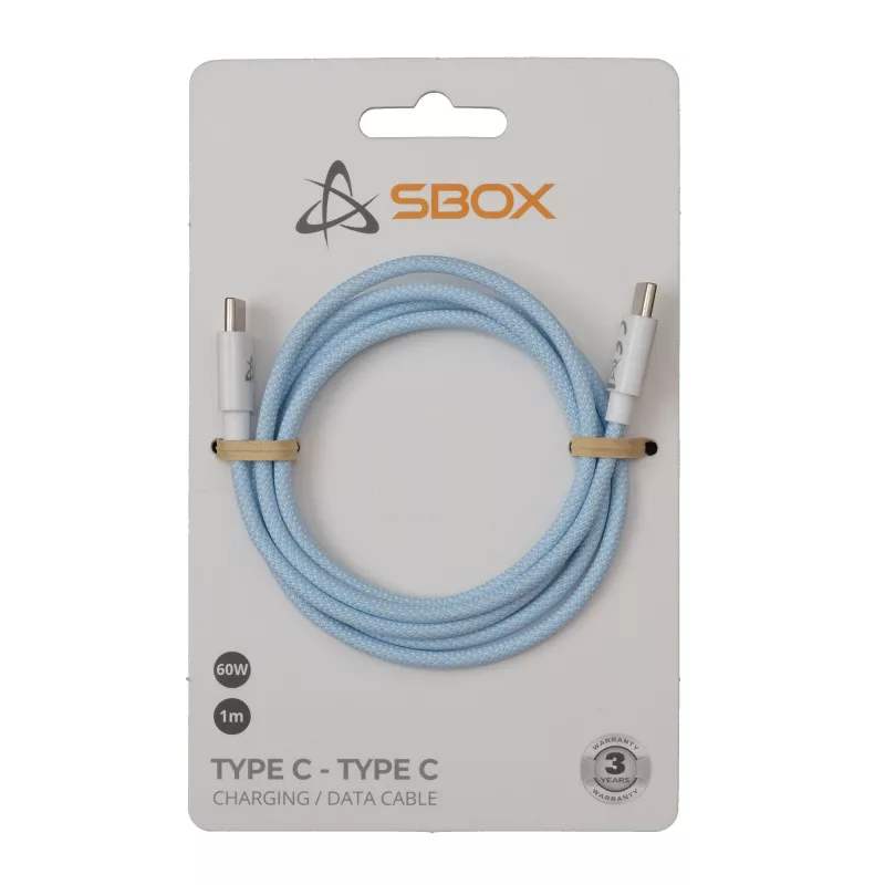 SBOX USB-C į USB-C laidas 1m mėlynas – įkrovimas ir duomenų sinchronizavimas