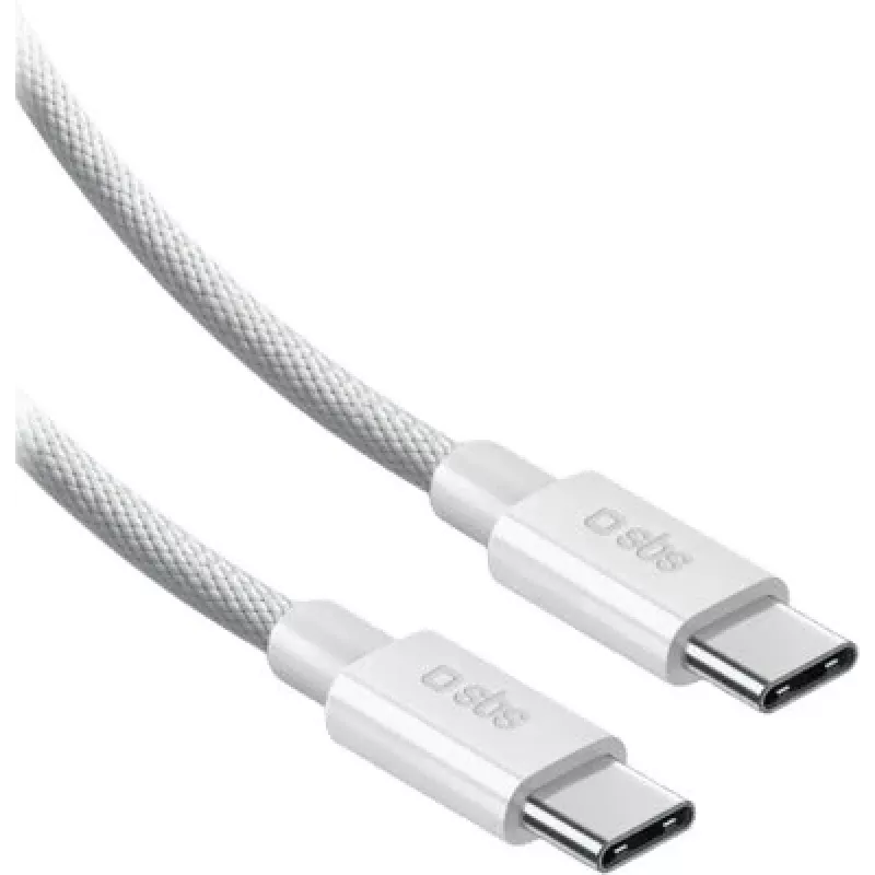 SBS USB-C į USB-C nailono pintas laidas 2m 100W baltas