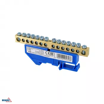 SCHELINGER 14 polių DIN bėgelio gnybtų blokas 8-12 mm² mėlynas