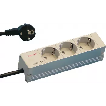 SCHROFF STDL Schuko maitinimo juosta, 3 lizdai, 184 mm, aliuminis, sidabrinė/juoda 60110200