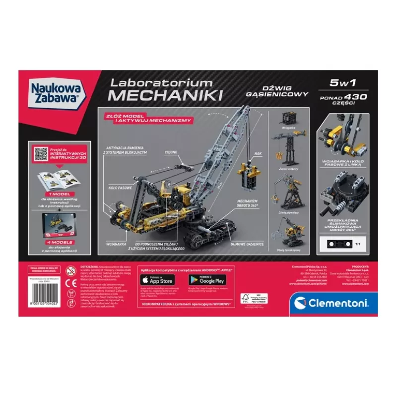 Mokslinės pramogos mechanikos laboratorija Vikšrinis kranas Clementoni 50402