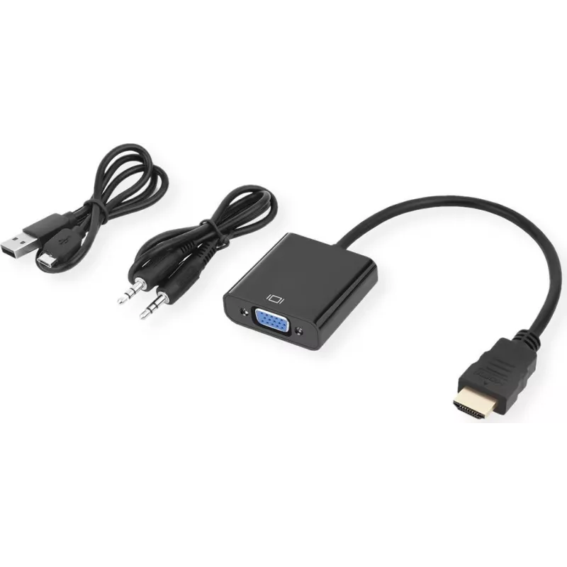 SECOMP STANDARD HDMI į VGA + 3,5 mm garso adapterio kabelis, 0,23 m (S3210)