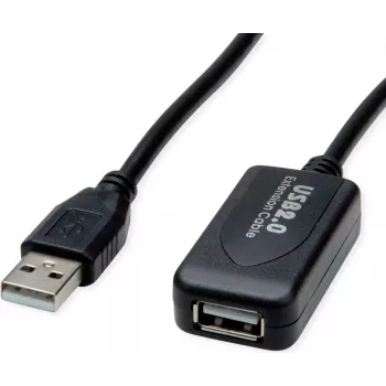SECOMP STANDARD USB 2.0 aktyvus prailginimo kabelis su kartotuvu, 5 m, juodas (S3114)